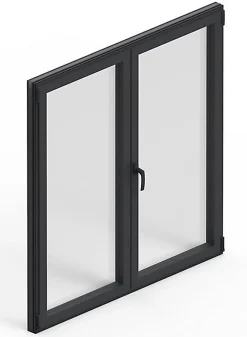 3 in 1 Fenêtre Aluminium deux cadres double ouvrant RAL 7016 ( L.: 160 cm x H.: 93 cm)- Fenêtre Aluminium