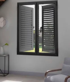 3 in 1 Fenêtre Aluminium deux cadres double ouvrant RAL 7016 ( L.: 197 cm x H.: 180 cm)- Fenêtre Aluminium