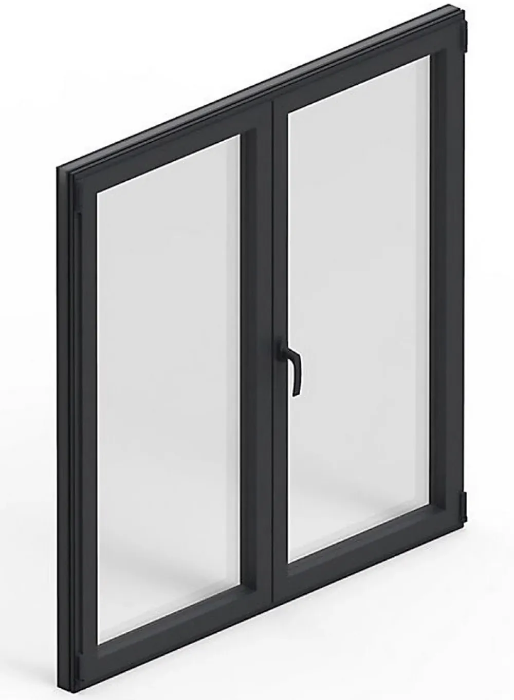 3 in 1 Fenêtre Aluminium deux cadres double ouvrant RAL 7016 ( L.: 212 cm x H.: 180 cm)- Fenêtre Aluminium