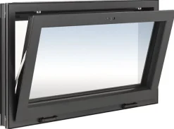 Fral Fermetures Fenêtre de cave soufflet PVC anthracite L 1000mm x H 500mm ouvrant haut- Fenêtre Pvc