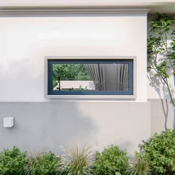 GoodHome Fenêtre fixe double vitrage en aluminium gris l.153 x H.62 cm- Fenêtre Aluminium
