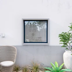 GoodHome Fenêtre Aluminium<Fenêtre fixe double vitrage en aluminium gris l.43 x H.47 cm