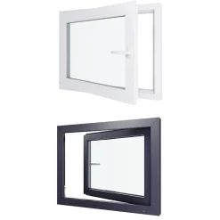 Hexa’Fen Fenêtre PVC - LxH 900x800 mm -Triple Vitrage - Bicolore blanc int/anthracite ext-poignée à droite- Fenêtre Pvc