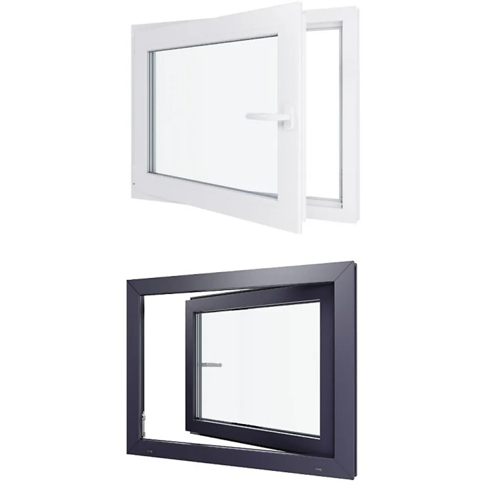 Hexa’Fen Fenêtre PVC - LxH 900x800 mm -Triple Vitrage - Bicolore blanc int/anthracite ext-poignée à droite- Fenêtre Pvc