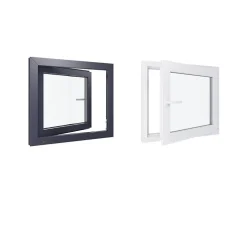 Hexa’Fen Fenêtre Pvc<Fenêtre PVC - LxH 800x800 mm -Triple Vitrage - Bicolore blanc int/anthracite ext-poignée à gauche