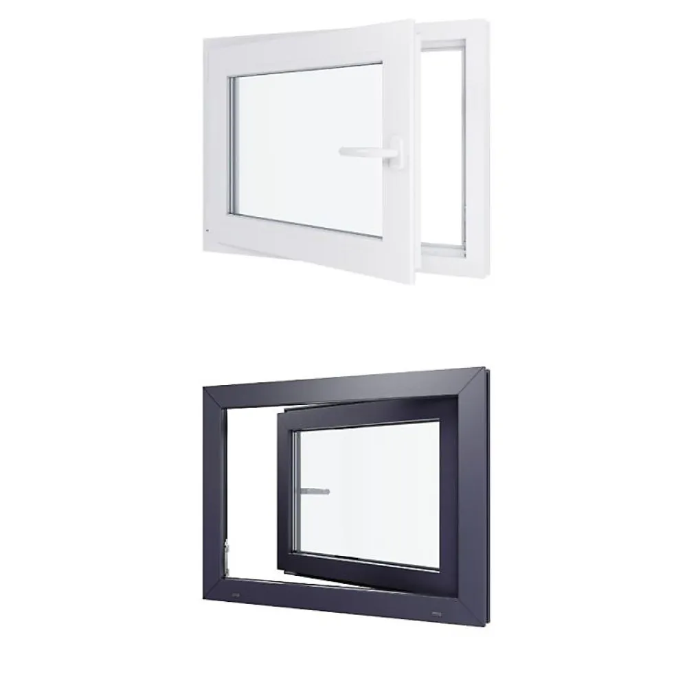 Hexa’Fen Fenêtre PVC - LxH 800x600 mm -Triple Vitrage - Bicolore blanc int/anthracite ext-poignée à droite- Fenêtre Pvc