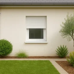 Gefradis Fenêtre PVC 1 vantail avec volet roulant manivelle H 115 x L 80 cm pour pose en neuf - tirant gauche- Fenêtre Pvc