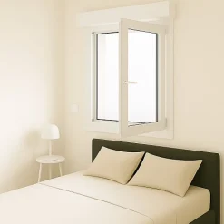 Gefradis Fenêtre PVC 1 vantail avec volet roulant électrique H 115 x L 60 cm pour pose en neuf - tirant droit- Fenêtre Pvc