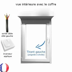 Gefradis Fenêtre PVC 1 vantail avec volet roulant électrique H 135 x L 80 cm pour pose en neuf - tirant gauche- Fenêtre Pvc