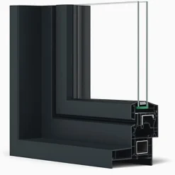 Gefradis Fenêtre PVC 1 vantail H 75 x L 60 cm OB anthracite pour pose en neuf - tirant droit- Fenêtre Pvc