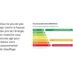 Gefradis Fenêtre PVC 1 vantail H 75 x L 40 cm OF pour pose en neuf avec poignée - tirant gauche- Fenêtre Pvc