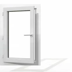 Gefradis Fenêtre PVC 1 vantail H 105 x L 80 cm OF pour pose en neuf avec poignée - tirant gauche- Fenêtre Pvc