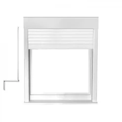 Gefradis Fenêtre PVC 1 vantail oscillo-battant avec volet roulant manivelle H 105 x L 80 cm pour pose en neuf - tirant droit- Fenêtre Pvc