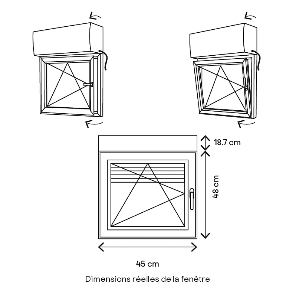 GoodHome Fenêtre PVC 1 vantail oscillo-battant + volet roulant électrique blanc - l.40 x h.45 cm, tirant gauche- Fenêtre Pvc