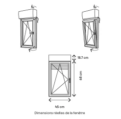 GoodHome Fenêtre PVC 1 vantail oscillo-battant + volet roulant électrique blanc - l.40 x h.65 cm, tirant gauche- Fenêtre Pvc
