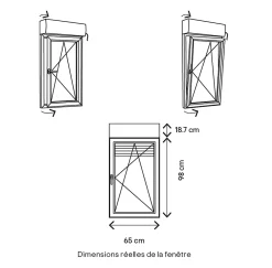 GoodHome Fenêtre Pvc<Fenêtre PVC 1 vantail oscillo-battant + volet roulant électrique blanc - l.60 x h.95 cm, tirant droit