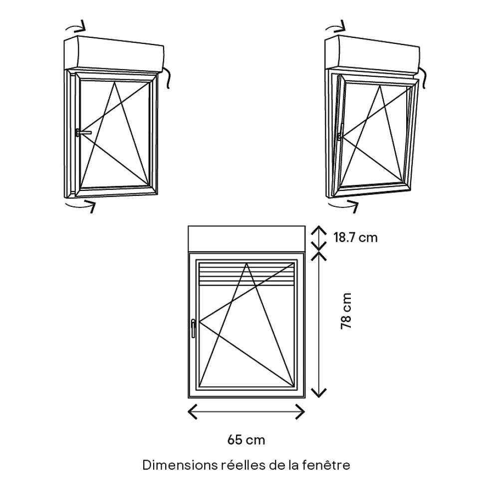 GoodHome Fenêtre Pvc<Fenêtre PVC 1 vantail oscillo-battant + volet roulant électrique blanc - l.60 x h.75 cm, tirant droit
