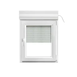 GoodHome Fenêtre PVC 1 vantail oscillo-battant + volet roulant électrique blanc - l.80 x h.95 cm, tirant droit- Fenêtre Pvc