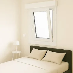 Gefradis Fenêtre PVC 1 vantail oscillo-battant avec volet roulant électrique H 75 x L 80 cm pour pose en neuf - tirant droit- Fenêtre Pvc