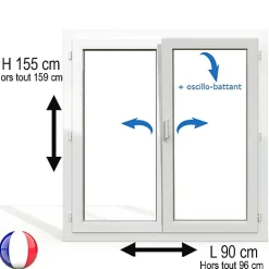 Gefradis Fenêtre Pvc<Fenêtre PVC 2 vantaux H 155 x L 90 cm OB pour pose en neuf avec poignée