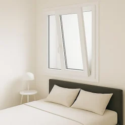 Gefradis Fenêtre PVC 2 vantaux H 105 x L 120 cm OB pour pose en neuf avec poignée- Fenêtre Pvc