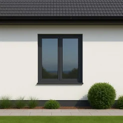 Gefradis Fenêtre PVC 2 vantaux H 135 x L 120 cm OB anthracite pour pose en neuf avec poignée- Fenêtre Pvc