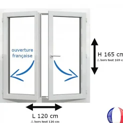 Gefradis Fenêtre Pvc<Fenêtre PVC 2 vantaux H 165 x L 120 cm OF pour pose en neuf avec poignée