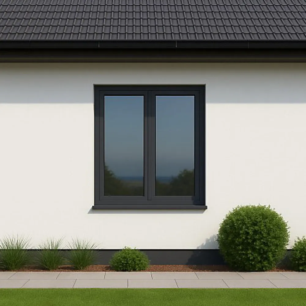 Gefradis Fenêtre PVC 2 vantaux H 95 x L 120 cm OB anthracite pour pose en neuf avec poignée- Fenêtre Pvc