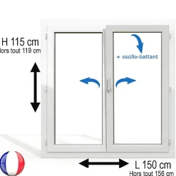 Gefradis Fenêtre Pvc<Fenêtre PVC 2 vantaux H 115 x L 150 cm OB pour pose en neuf avec poignée