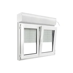 GoodHome Fenêtre Pvc<Fenêtre PVC 2 vantaux oscillo-battant + volet roulant électrique blanc - l.100 x h.75 cm