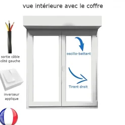 Gefradis Fenêtre Pvc<Fenêtre PVC 2 vantaux oscillo-battant avec volet roulant électrique H 175 x L 90 cm pour pose en neuf