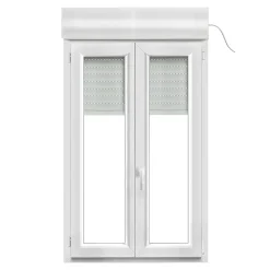 GoodHome Fenêtre PVC 2 vantaux oscillo-battant + volet roulant électrique blanc - 90 x h.135 cm- Fenêtre Pvc