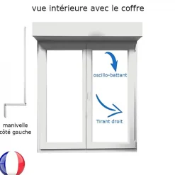 Gefradis Fenêtre Pvc<Fenêtre PVC 2 vantaux oscillo-battant avec volet roulant manivelle H 95 x L 90 cm pour pose en neuf