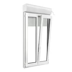 GoodHome Fenêtre PVC 2 vantaux oscillo-battant + volet roulant électrique blanc - l.100 x h.165 cm- Fenêtre Pvc