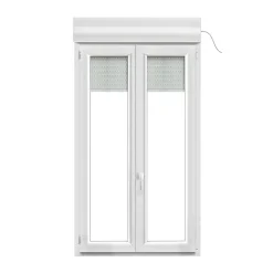 GoodHome Fenêtre PVC 2 vantaux oscillo-battant + volet roulant électrique blanc - l.100 x h.165 cm- Fenêtre Pvc