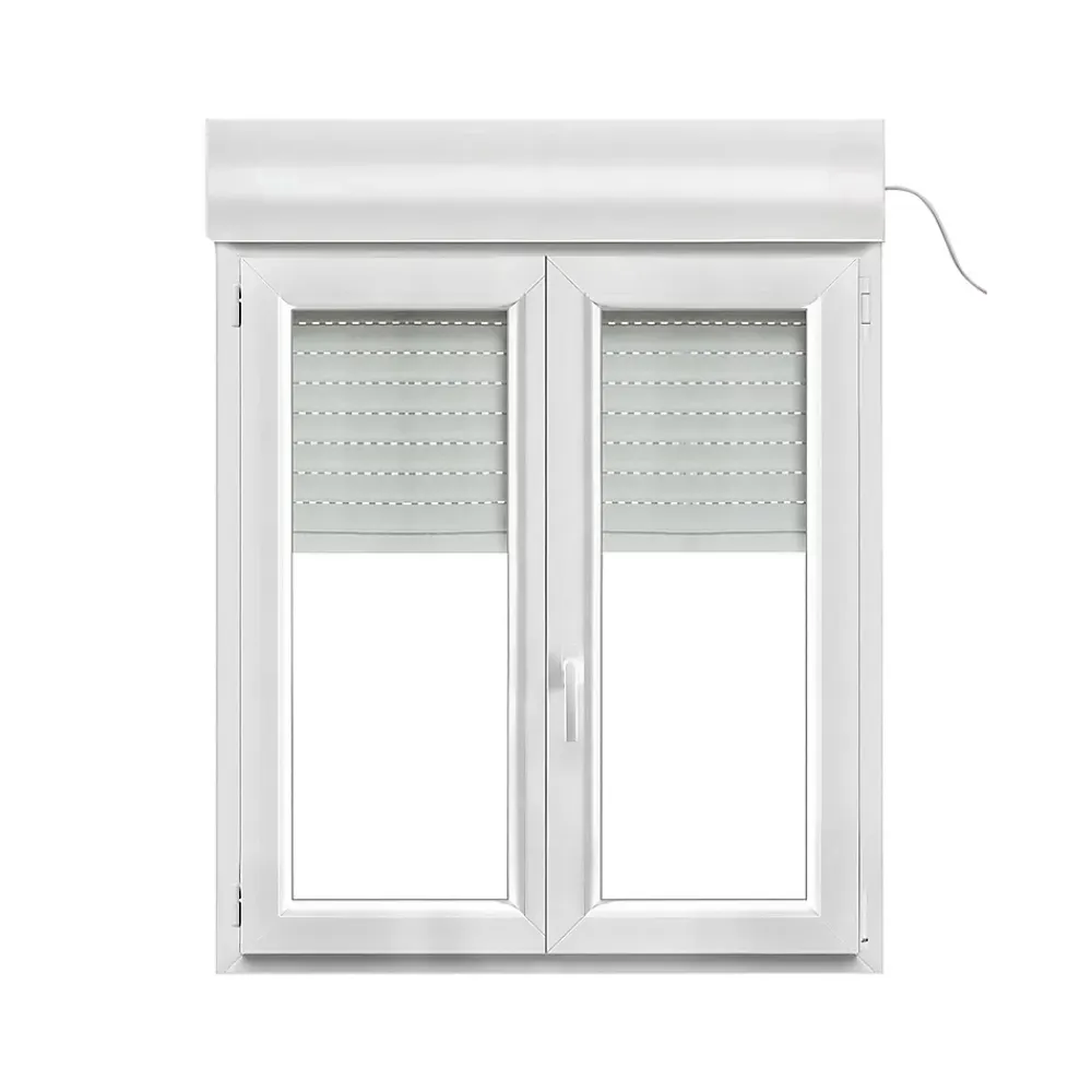 GoodHome Fenêtre PVC 2 vantaux oscillo-battant + volet roulant électrique blanc - l.100 x h.105 cm- Fenêtre Pvc