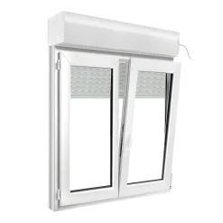 GoodHome Fenêtre Pvc<Fenêtre PVC 2 vantaux oscillo-battant + volet roulant électrique blanc - l.120 x h.125 cm