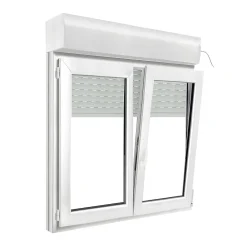 GoodHome Fenêtre Pvc<Fenêtre PVC 2 vantaux oscillo-battant + volet roulant électrique blanc - l.120 x h.115 cm