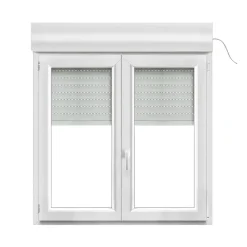 GoodHome Fenêtre Pvc<Fenêtre PVC 2 vantaux oscillo-battant + volet roulant électrique blanc - l.120 x h.115 cm