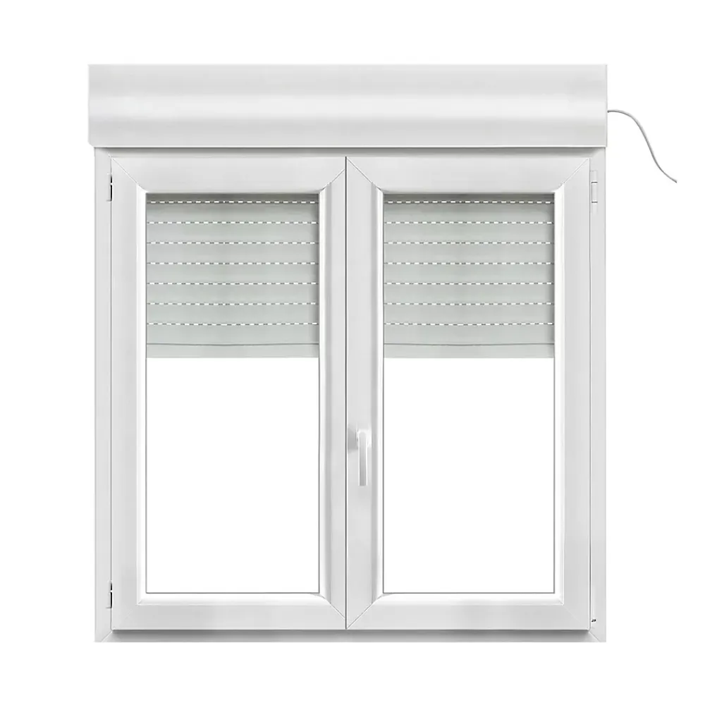 GoodHome Fenêtre Pvc<Fenêtre PVC 2 vantaux oscillo-battant + volet roulant électrique blanc - l.120 x h.115 cm