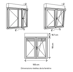 GoodHome Fenêtre PVC 2 vantaux oscillo-battant + volet roulant électrique blanc - l.100 x h.95 cm- Fenêtre Pvc