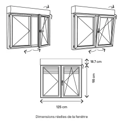 GoodHome Fenêtre PVC 2 vantaux oscillo-battant + volet roulant électrique blanc - l.120 x h.95 cm- Fenêtre Pvc