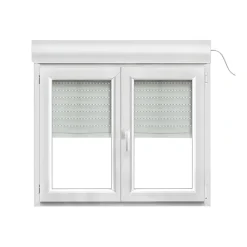 GoodHome Fenêtre PVC 2 vantaux oscillo-battant + volet roulant électrique blanc - l.120 x h.95 cm- Fenêtre Pvc