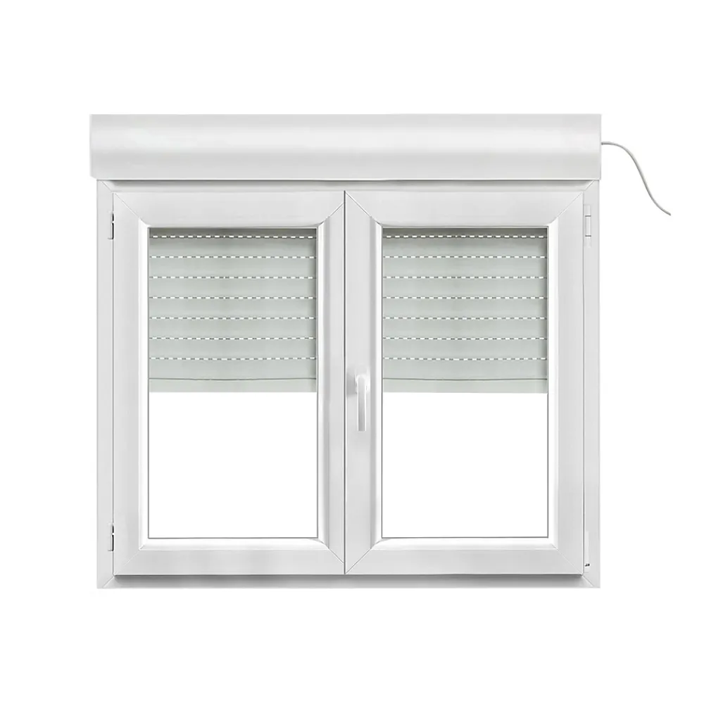 GoodHome Fenêtre PVC 2 vantaux oscillo-battant + volet roulant électrique blanc - l.120 x h.95 cm- Fenêtre Pvc