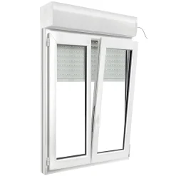GoodHome Fenêtre Pvc<Fenêtre PVC 2 vantaux oscillo-battant + volet roulant électrique blanc - l.100 x h.135 cm