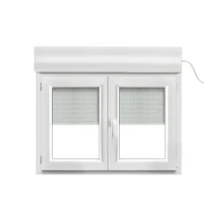 GoodHome Fenêtre Pvc<Fenêtre PVC 2 vantaux oscillo-battant + volet roulant électrique blanc - l.120 x h.75 cm