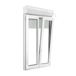 GoodHome Fenêtre Pvc<Fenêtre PVC 2 vantaux oscillo-battant + volet roulant électrique blanc - 90 x h.145 cm