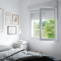 GoodHome Fenêtre Pvc<Fenêtre PVC 2 vantaux oscillo-battant + volet roulant électrique blanc - 90 x h.145 cm