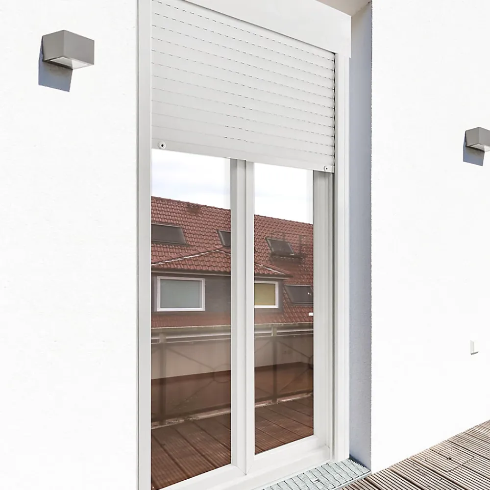 GoodHome Fenêtre PVC 2 vantaux oscillo-battant + volet roulant électrique blanc - l.80 x h.135 cm- Fenêtre Pvc