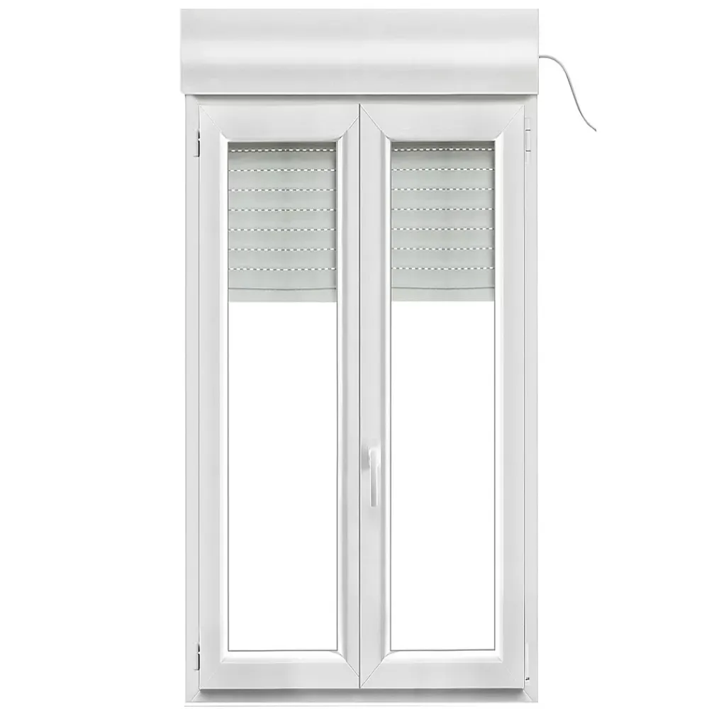 GoodHome Fenêtre PVC 2 vantaux oscillo-battant + volet roulant électrique blanc - l.80 x h.135 cm- Fenêtre Pvc